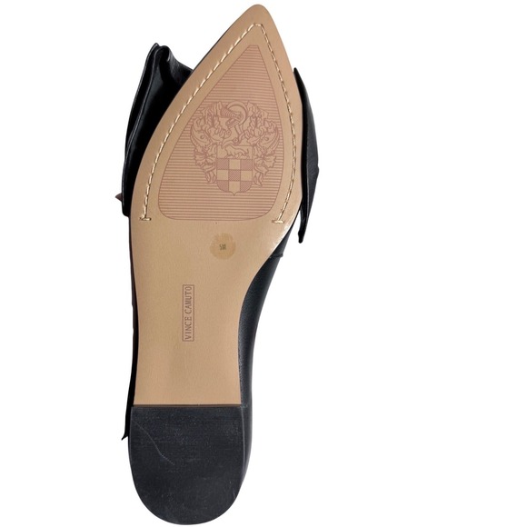 Vince Camuto Bowmel Black Nappa Leather Pointed Toe Bow Flats Mens Size 5M - Picture 8 of 11
